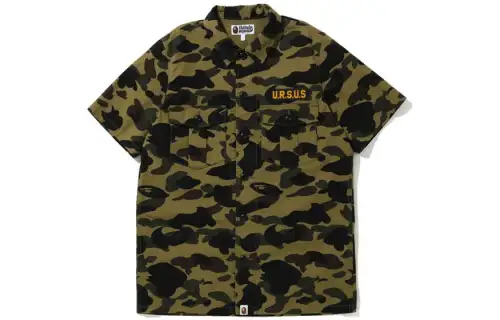 A BATHING APE Bape Shirts Men's Green Lapel Moderate Shirt