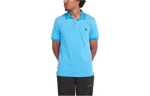 Timberland Polo Shirts Men's Blue Polo Collar Moderate Straight Fit