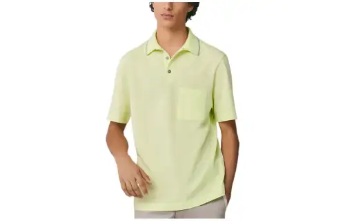 HERMES Polo Shirts Men's Lemon Water Polo Collar Moderate Straight Fit