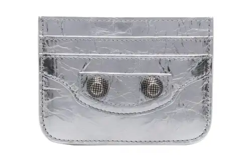 Balenciaga Le Cagole Lambskin Card Holder Women's Silver