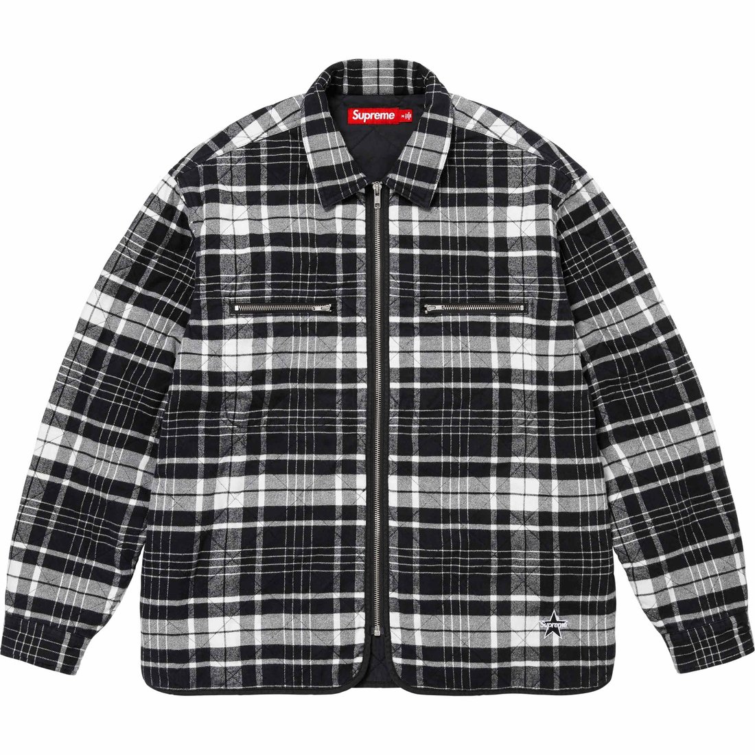 Рубашка Supreme FW24 Quilted Flannel Zip Up Shirt (в клетку)