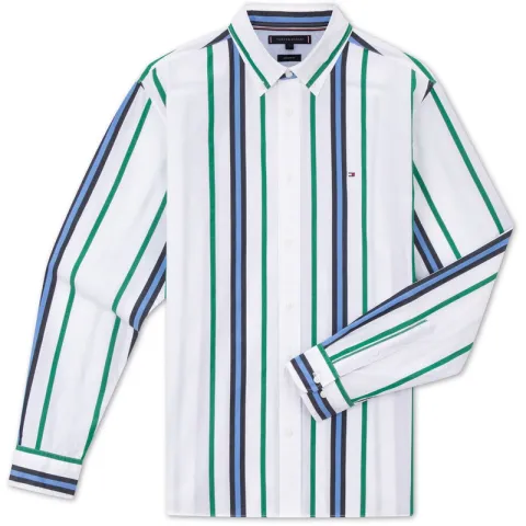 Tommy Hilfiger Shirt Men's Blue Green White Stripes