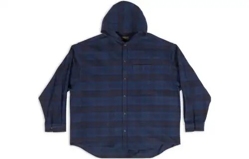 checked hooded shirt coat