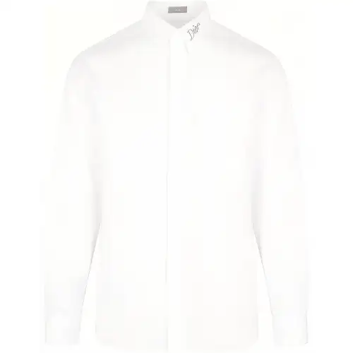 DIOR Quarterly New Products Shirts Men's White Lapel Moderate Shirt