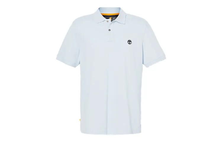 Timberland Polo Shirts Men's Light Blue Polo Collar Moderate Straight Fit