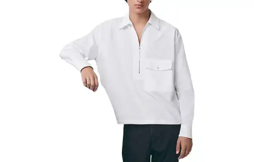 HERMES Shirts Men's White Lapel Moderate Other