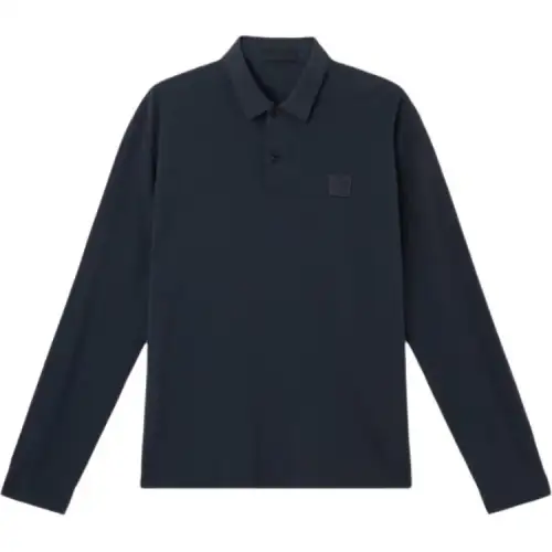 STONE ISLAND Logo Patch Long Sleeved Polo Shirt