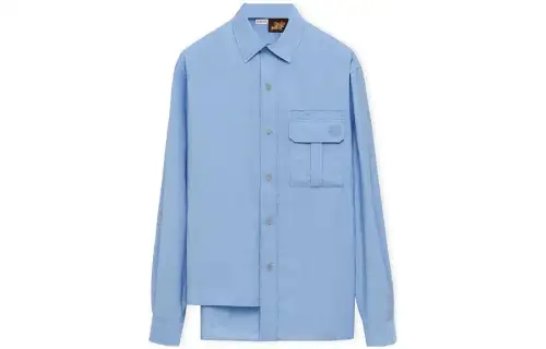 LOEWE Shirts Men's Blue Lapel Moderate Other