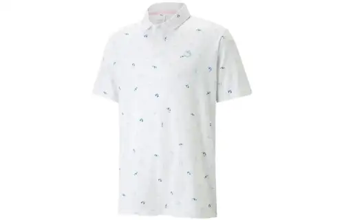 PUMA X ARNOLD PALMER CLOUDSPUN Polo Shirts Men's Bright White Polo Collar Moderate Straight Fit