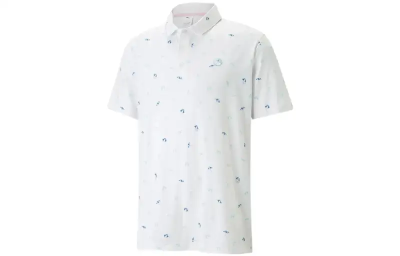 PUMA X ARNOLD PALMER CLOUDSPUN Polo Shirts Men's Bright White Polo Collar Moderate Straight Fit