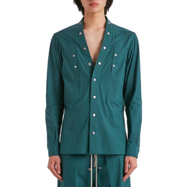 RICK OWENS Shirts Men's Cyan V Neck Moderate Other