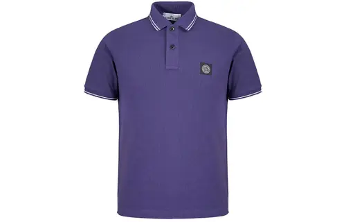 STONE ISLAND Polo Shirts Men's Blue Purple Polo Collar Moderate Straight Fit