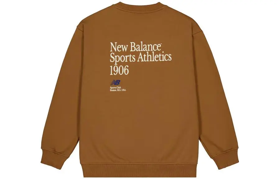 New Balance Sweatshirts Men's Brown Crew Neck Moderate Straight Fit