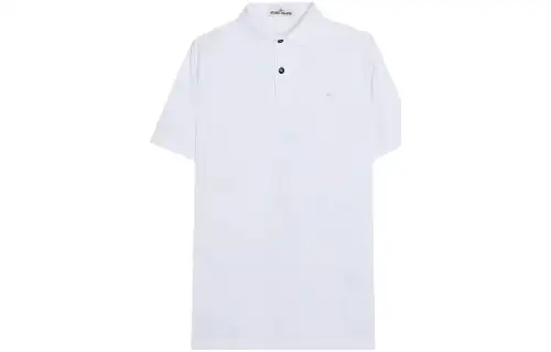 STONE ISLAND Polo Shirts Men's White Polo Collar Moderate Straight Fit
