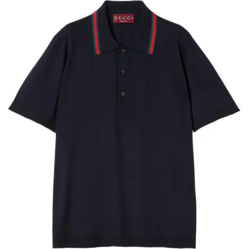 Gucci Web-trim knitted polo shirt
