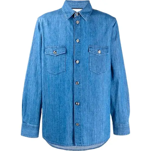 GUCCI Shirts Men's Blue Lapel Moderate Denim
