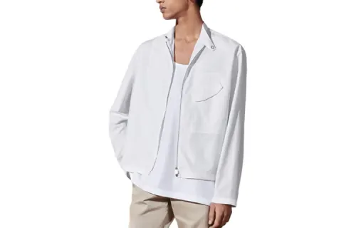 HERMES Shirts Men's White Stand Collar Moderate Other