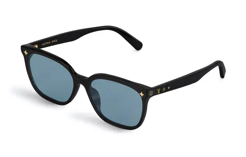 LOUIS VUITTON Acetate Irregular Shape Sunglasses Women's Black
