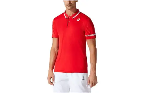 ASICS Polo Shirts Men's Red Polo Collar Moderate Straight Fit