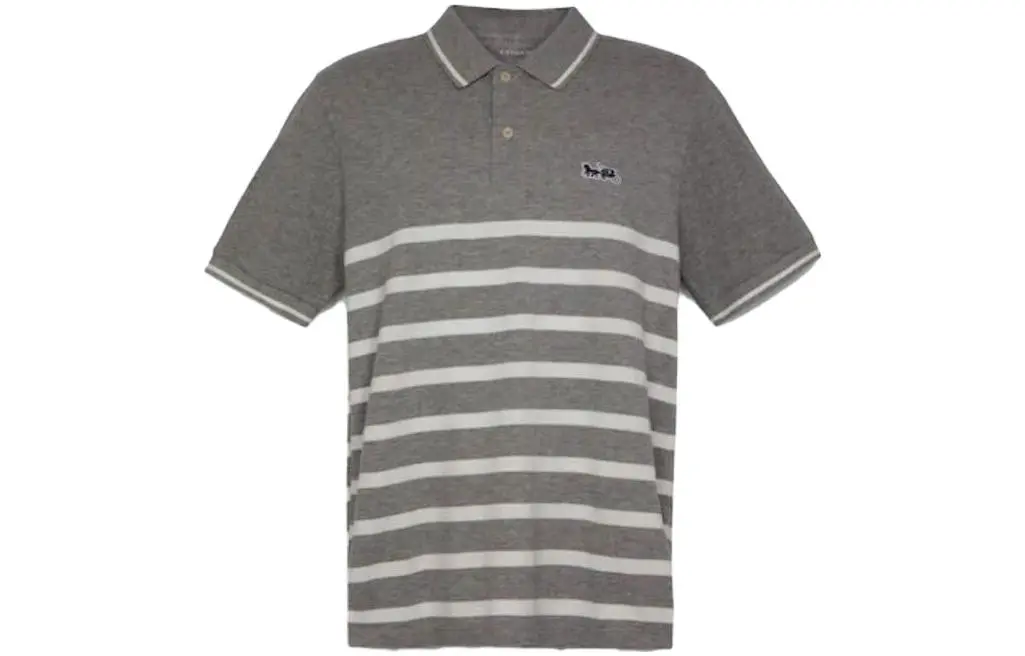 COACH Polo Shirts Men's Gray Polo Collar Moderate Straight Fit