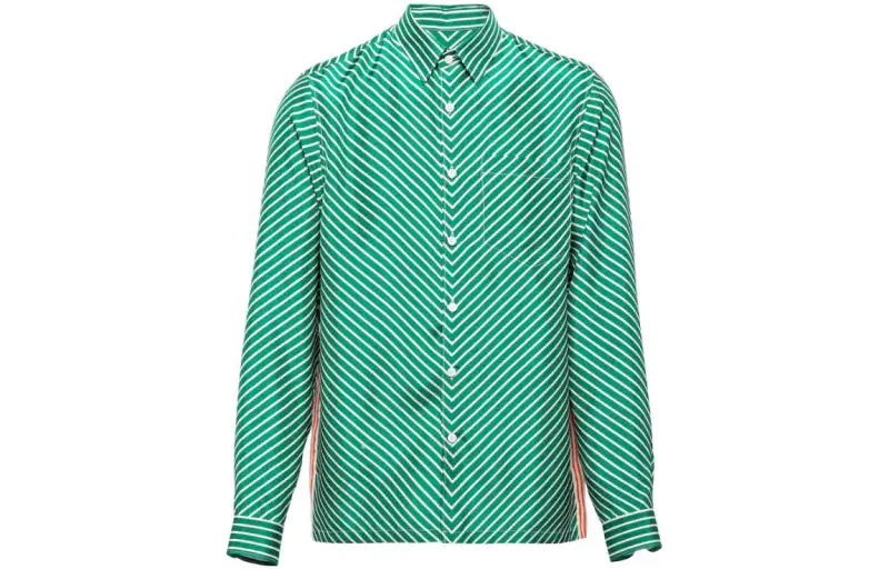PRADA Shirts Men's Green Lapel Moderate