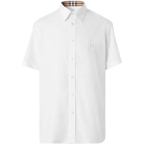 Burberry FW22 Men Logo Embroidery Single-Breasted Short Sleeve Shirt White