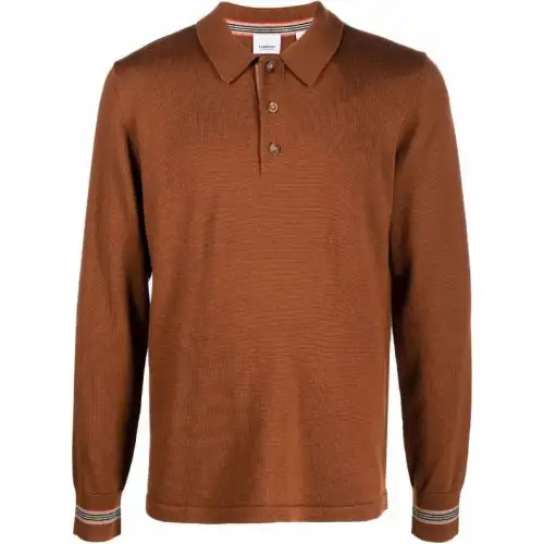 Burberry Polo Shirts Men's Caramel Polo Collar Moderate