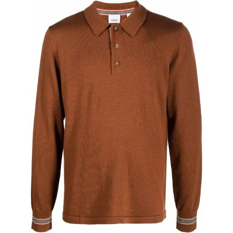 Burberry Polo Shirts Men's Caramel Polo Collar Moderate