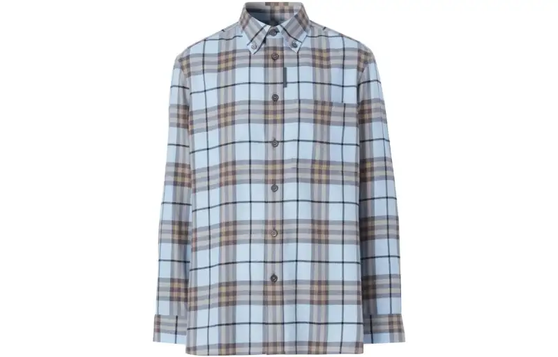 Burberry Shirts Men's Blue Lapel Moderate