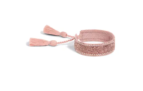 DIOR Cotton Crystal Bracelets Women's Pink