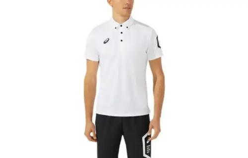 ASICS Polo Shirts Men's White Polo Collar Moderate Straight Fit