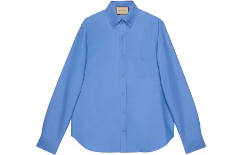 GUCCI Shirts Men's Blue Pointed Collar Moderate Other