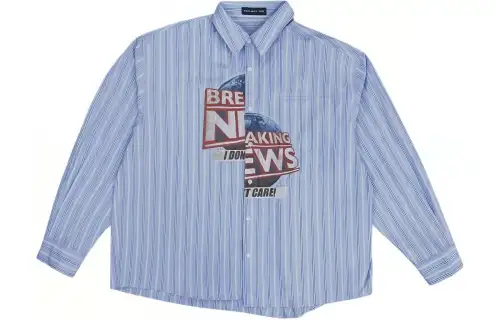 GRAILZ PROJECT GR monogram single-breasted Cuban collar long-sleeved shirt for men sky blue