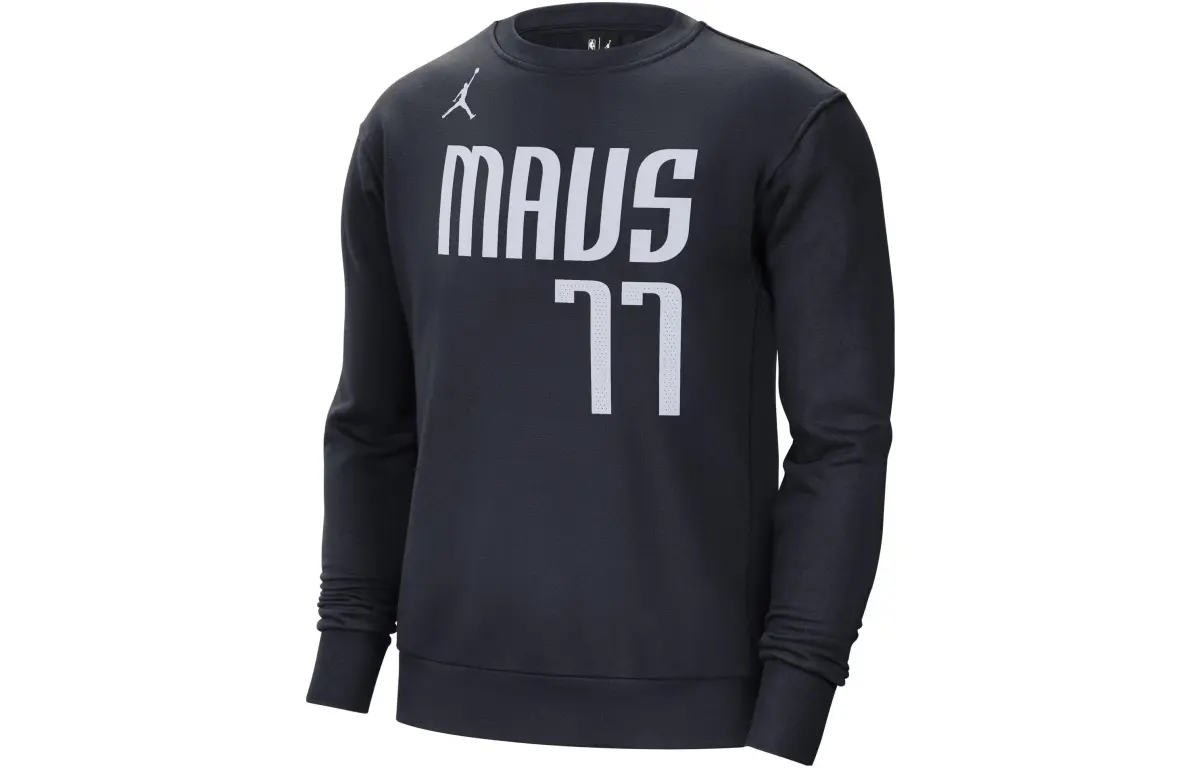Jordan NBA Dallas Mavericks, Alphanumeric Crew Neck Casual Fleece Lined Sports Sweatshirt Men's Black