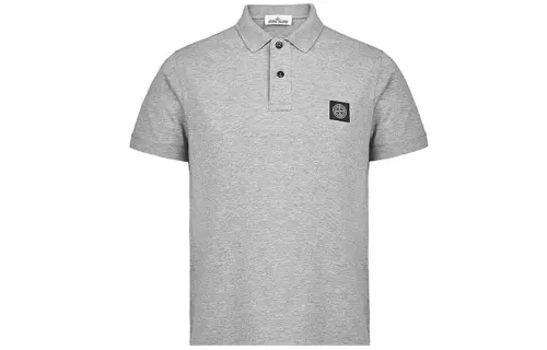 STONE ISLAND Polo Shirts Men's Heather Gray Polo Collar Moderate Straight Fit