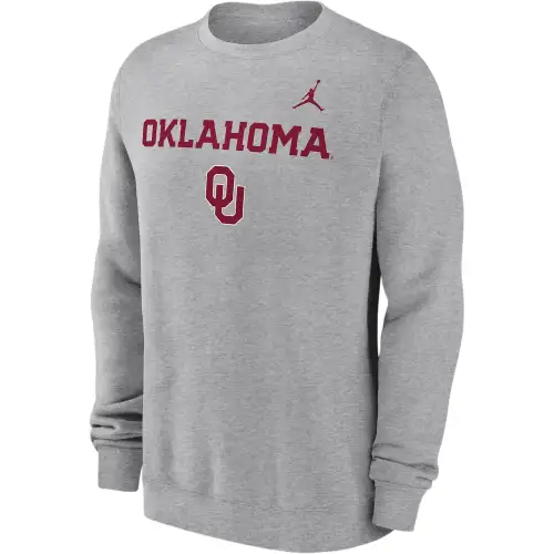 Jordan Oklahoma Sooners Primetime Primary Stack Men's Jordan College Pullover Crew