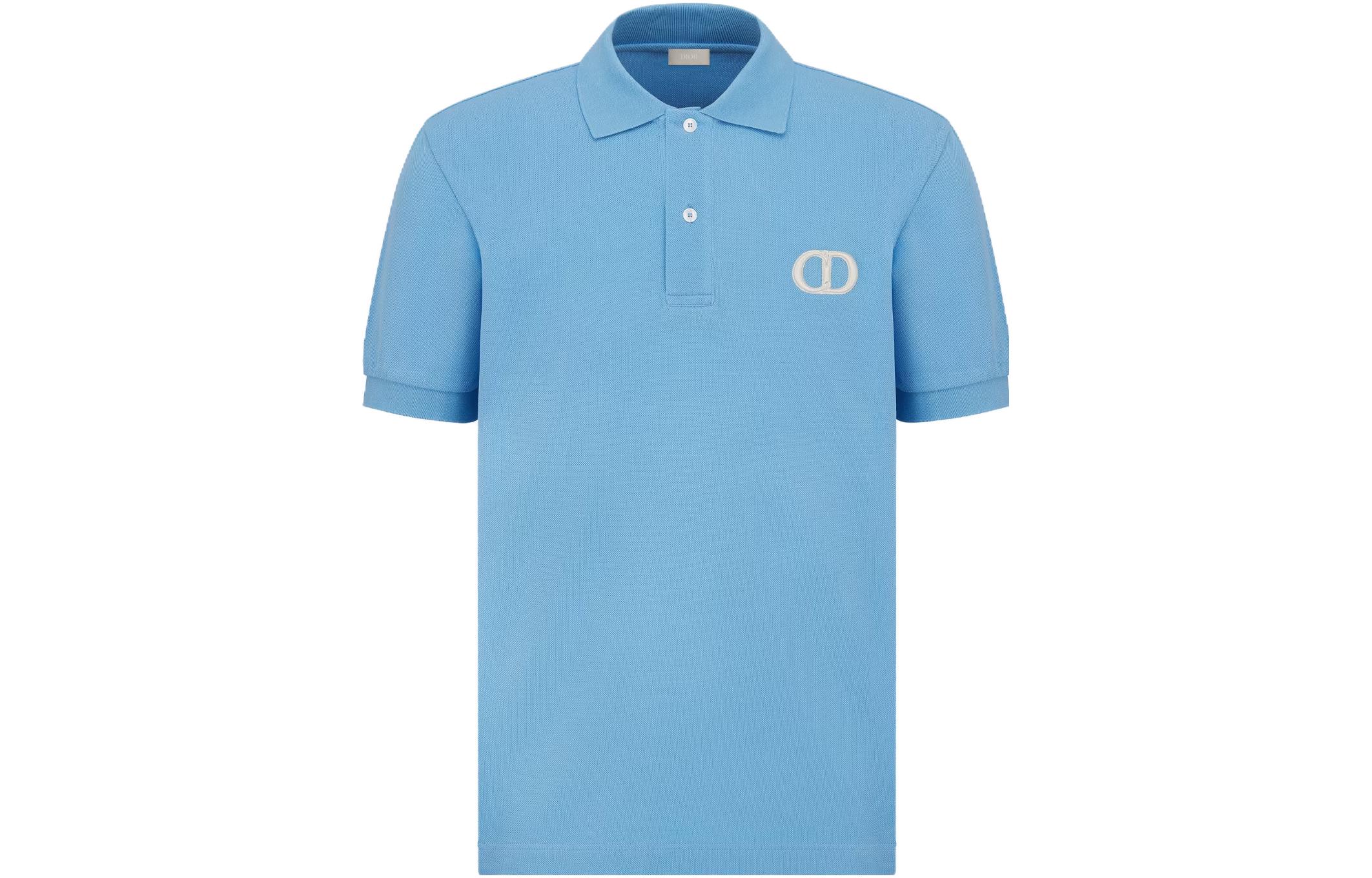 Мужская футболка-поло Dior SS23 Logo Polo (синяя)