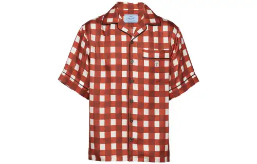 PRADA Shirts Men's Orange Cuban Collar Moderate