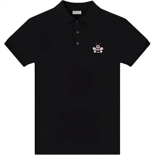 DIOR Polo Shirts Men's Black Polo Collar Moderate Straight Fit