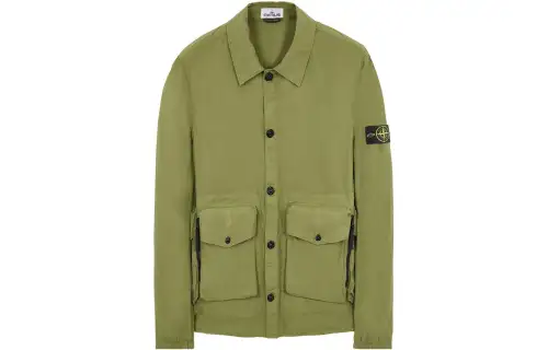 STONE ISLAND Shirts Men's Army Green Lapel Moderate Other