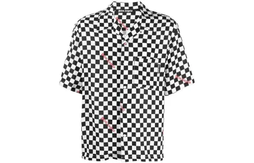 Palm Angels checkerboard-print bowling shirt