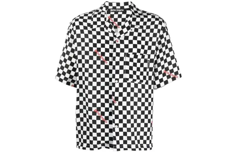 Palm Angels checkerboard-print bowling shirt