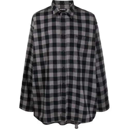Balenciaga Shirts Men's Gray Lapel Moderate