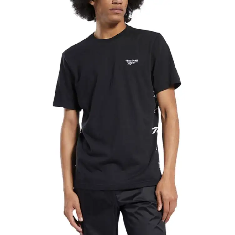 Reebok T Shirts Unisex Black Crew Neck Moderate
