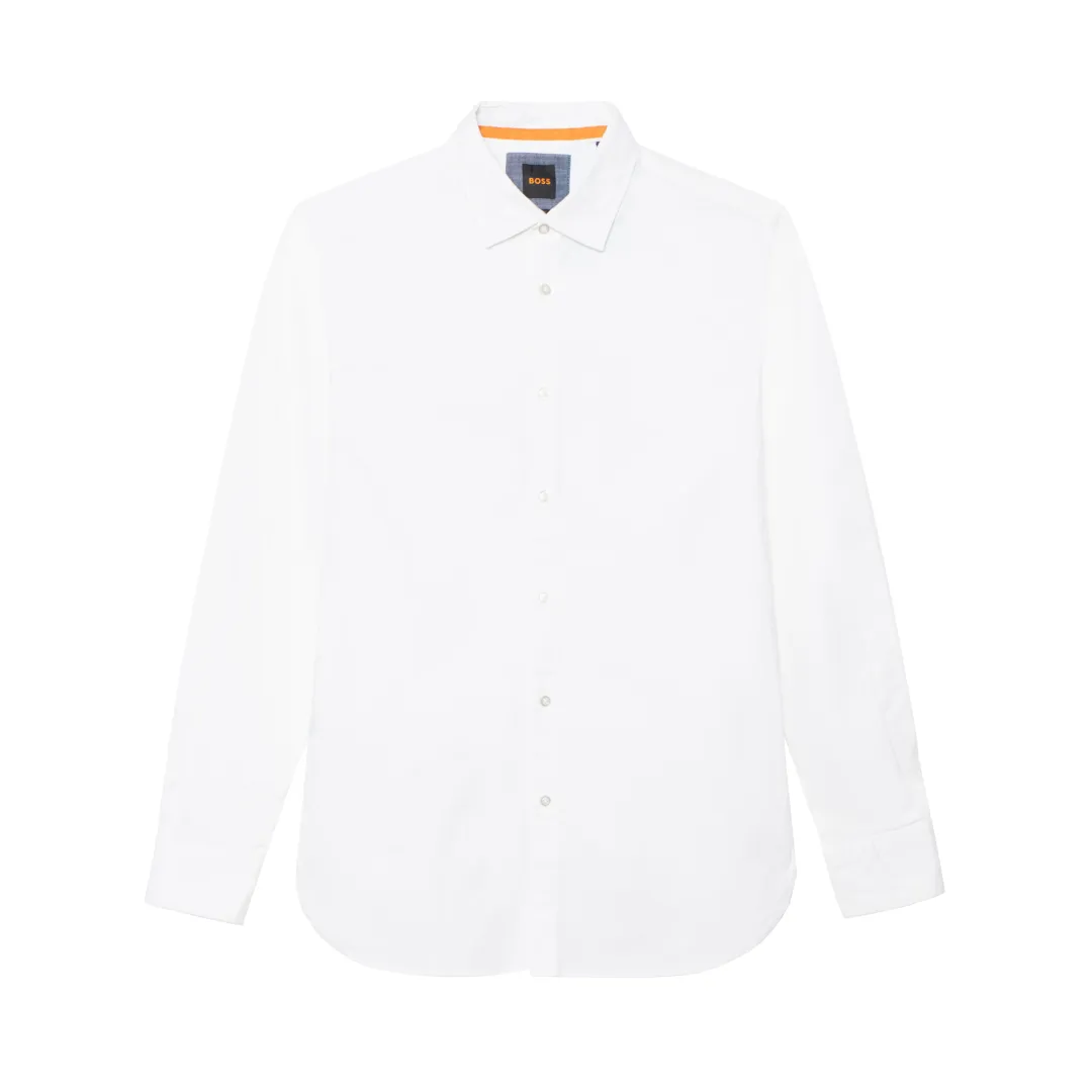 HUGO BOSS Shirts Men's White Lapel Moderate Shirt