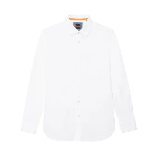 HUGO BOSS Shirts Men's White Lapel Moderate Shirt
