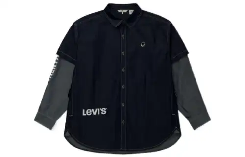 Levis Shirts Men's Blue Lapel Moderate Mock Two Piece