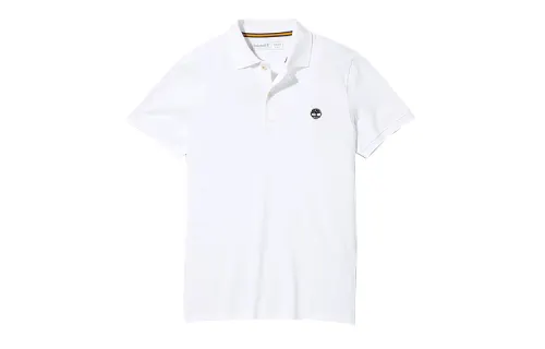Timberland Polo Shirts Men's White Polo Collar Moderate Straight Fit