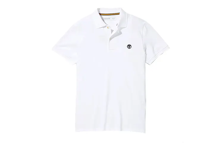 Timberland Polo Shirts Men's White Polo Collar Moderate Straight Fit
