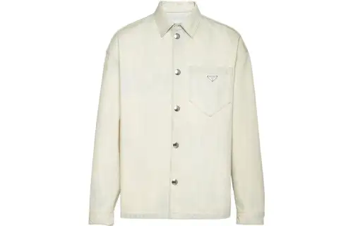 PRADA Shirts Men's Ecru Lapel Moderate
